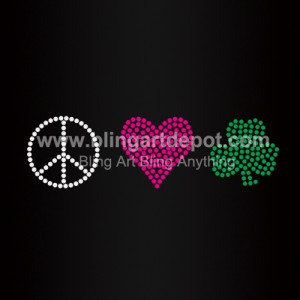 Irish Rhinestone Heat Transfers With Heart Designs